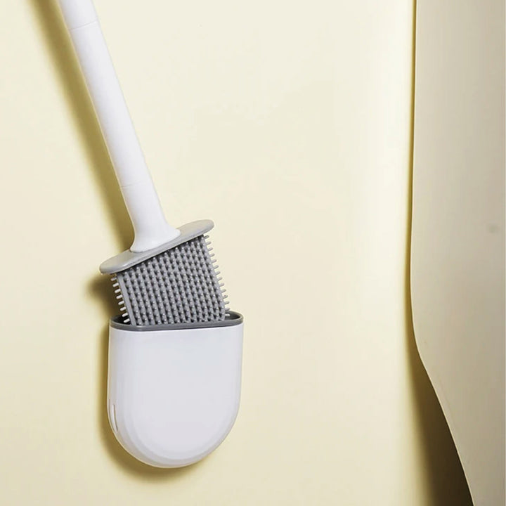 Silicone Toilet Brush with Toilet Brush Holder Soft Bathroom Cleaning
