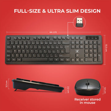 2.4GHz Wireless Keyboard And Mouse Set UK USB Dongle For PC Laptop Full-Size NEW- Black - Live4gadgets