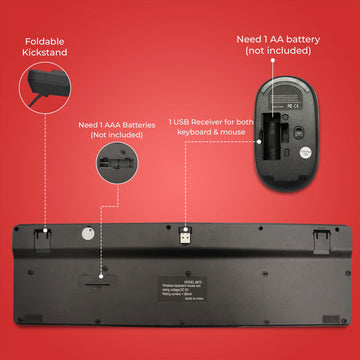 2.4GHz Wireless Keyboard And Mouse Set UK USB Dongle For PC Laptop Full-Size NEW- Black - Live4gadgets