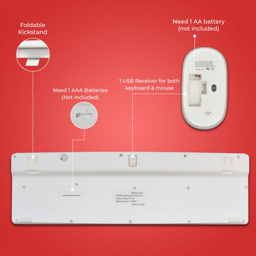 2.4GHz Wireless Keyboard And Mouse Set UK USB Dongle For PC Laptop Full-Size NEW- White - Live4gadgets