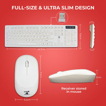 2.4GHz Wireless Keyboard And Mouse Set UK USB Dongle For PC Laptop Full-Size NEW- White - Live4gadgets