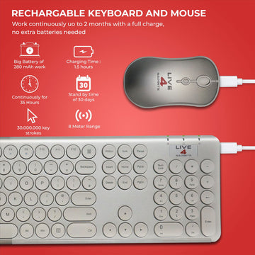 2.4GHz Wireless Keyboard And Mouse Set UK USB Dongle For PC Laptop Full-Size NEW - Live4gadgets