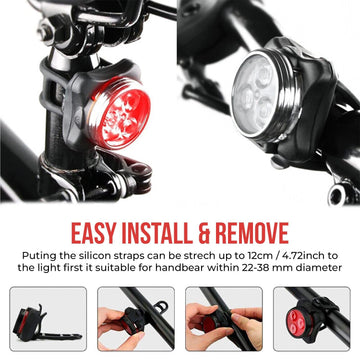 BICYCLE BIKE FRONT & REAR LIGHT SET ULTRA BRIGHT LED USB RECHARGEABLE - Live4gadgets