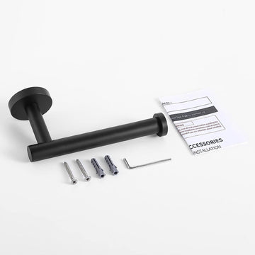 Black Toilet Roll Holder Wall Mounted Round Wide Surfaces Beautifully Designed - Live4gadgets