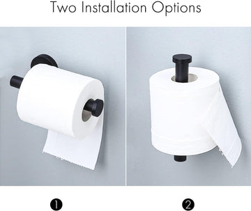 Black Toilet Roll Holder Wall Mounted Round Wide Surfaces Beautifully Designed - Live4gadgets