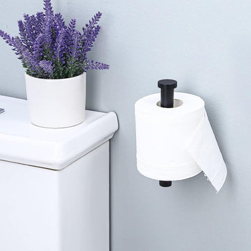 Black Toilet Roll Holder Wall Mounted Round Wide Surfaces Beautifully Designed - Live4gadgets