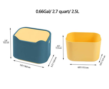 Desk Bin Trash Can with Lid, Mini Portable Table Waste Bin Desktop Dustbin Blue - Live4gadgets