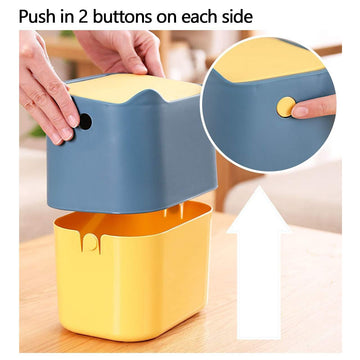 Desk Bin Trash Can with Lid, Mini Portable Table Waste Bin Desktop Dustbin Blue - Live4gadgets