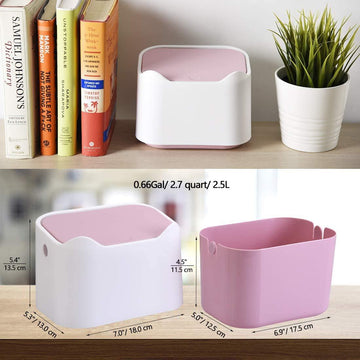 Desk Bin Trash Can with Lid, Mini Portable Table Waste Bin Desktop Dustbin White - Live4gadgets