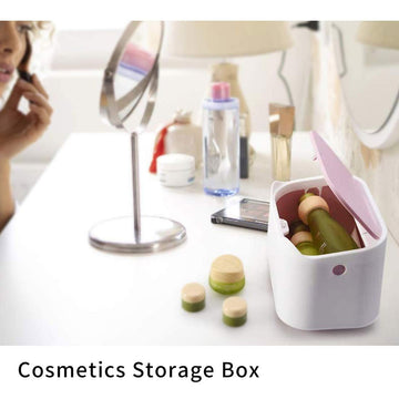 Desk Bin Trash Can with Lid, Mini Portable Table Waste Bin Desktop Dustbin White - Live4gadgets