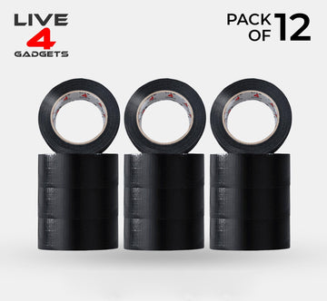 Duct Gaffer Tape Heavy Duty Waterproof Cloth Gaffa Duck Black Silver 50m x 12 - Live4gadgets