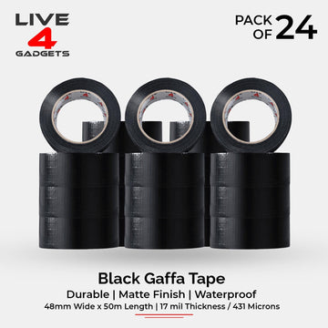 Duct Gaffer Tape Heavy Duty Waterproof Cloth Gaffa Duck Black Silver 50m x 24 - Live4gadgets