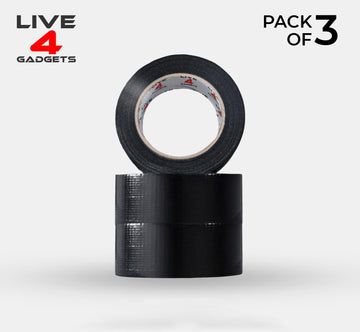 Duct Gaffer Tape Heavy Duty Waterproof Cloth Gaffa Duck Black Silver 50m x 3 - Live4gadgets