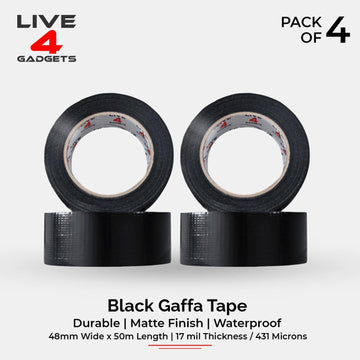 Duct Gaffer Tape Heavy Duty Waterproof Cloth Gaffa Duck Black Silver 50m x 4 - Live4gadgets