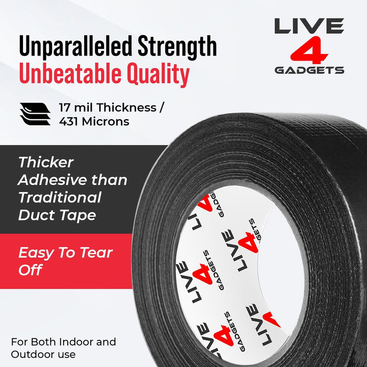 Duct Gaffer Tape Heavy Duty Waterproof Cloth Gaffa Duck Black Silver 50m x 5 - Live4gadgets