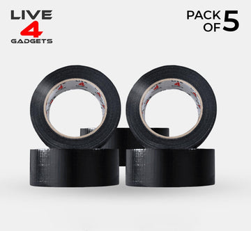 Duct Gaffer Tape Heavy Duty Waterproof Cloth Gaffa Duck Black Silver 50m x 5 - Live4gadgets