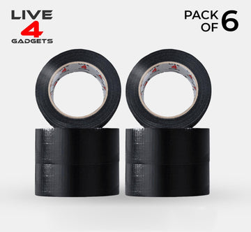 Duct Gaffer Tape Heavy Duty Waterproof Cloth Gaffa Duck Black Silver 50m x 6 - Live4gadgets