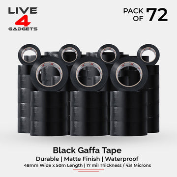 Duct Gaffer Tape Heavy Duty Waterproof Cloth Gaffa Duck Black Silver 50m x 72 - Live4gadgets