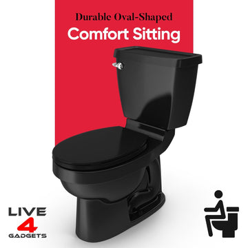 Heavy-Duty Black Soft Close Toilet Seat – Universal Fit, Anti-Slam Design - Live4gadgets