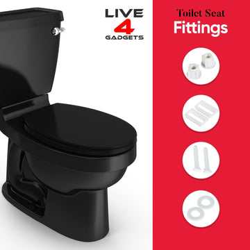 Heavy-Duty Black Soft Close Toilet Seat – Universal Fit, Anti-Slam Design - Live4gadgets