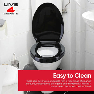 Heavy-Duty Black Soft Close Toilet Seat – Universal Fit, Anti-Slam Design - Live4gadgets