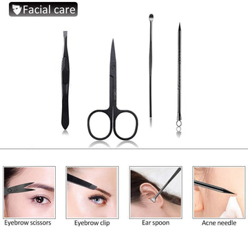 Manicure Set Nail Set Nail Clipper Kit Professional - Stainless Steel Pedicure Set Nail Grooming Kit of 12pcs with Case for Travel (Black/Red) - Live4gadgets