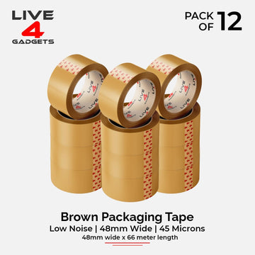 Strong Brown Tape Buff Parcel Packing Tape 48MM X 66M Box Sealing Rolls x 12 - Live4gadgets
