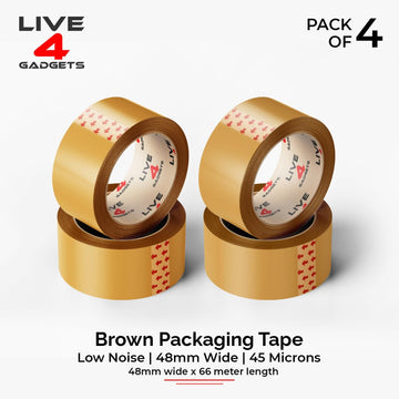 Strong Brown Tape Buff Parcel Packing Tape 48MM X 66M Box Sealing Rolls x 4 - Live4gadgets