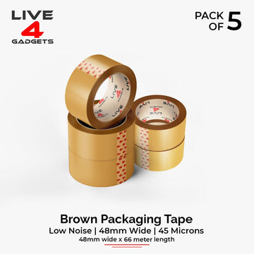 Strong Brown Tape Buff Parcel Packing Tape 48MM X 66M Box Sealing Rolls x 5 - Live4gadgets
