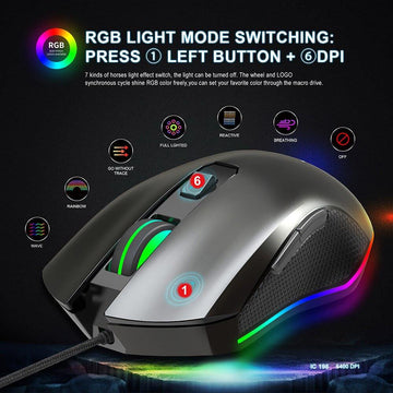 UPGRADED 2021 6400 DPI 6 BUTTONS USB LED OPTICAL WIRED GAMING GAME MOUSE MICE - Live4gadgets