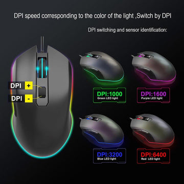 UPGRADED 2021 6400 DPI 6 BUTTONS USB LED OPTICAL WIRED GAMING GAME MOUSE MICE - Live4gadgets