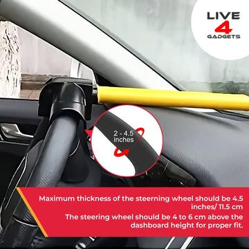 Universal Steering Wheel Lock for Cars Vans, Heavy Duty Anti-theft- 2 Keys - Live4gadgets