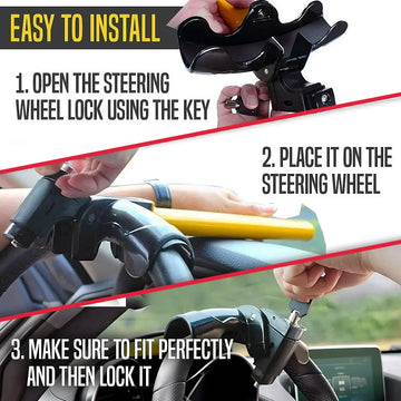 Universal Steering Wheel Lock for Cars Vans, Heavy Duty Anti-theft- 2 Keys - Live4gadgets