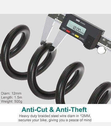 5-Digit Code Bike Lock Heavy Duty Security Cable Chain Combination Mount 1.0M - Live4gadgets