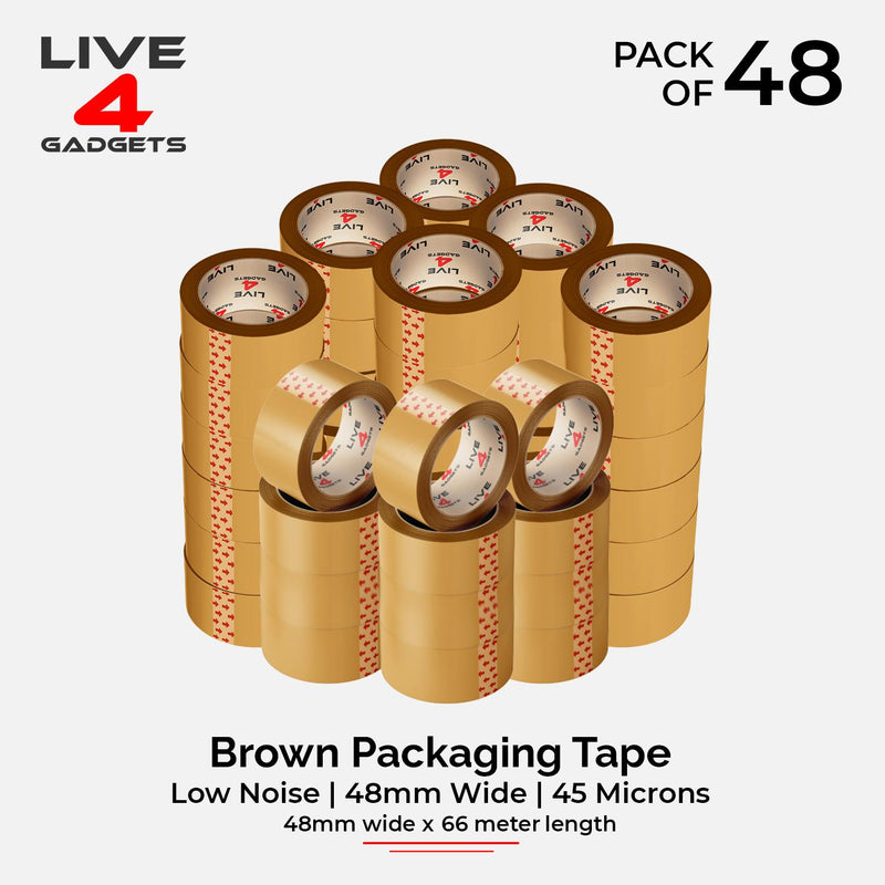 Strong Brown Clear Tape Buff Parcel Packing Tape 48MM X 66M Box Sealing Rolls