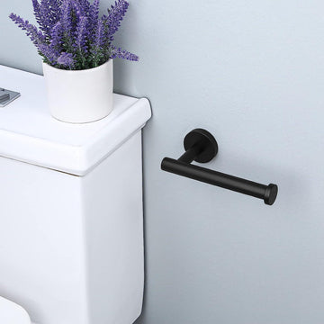 Black Toilet Roll Holder Wall Mounted Round Wide Surfaces Beautifully Designed - Live4gadgets