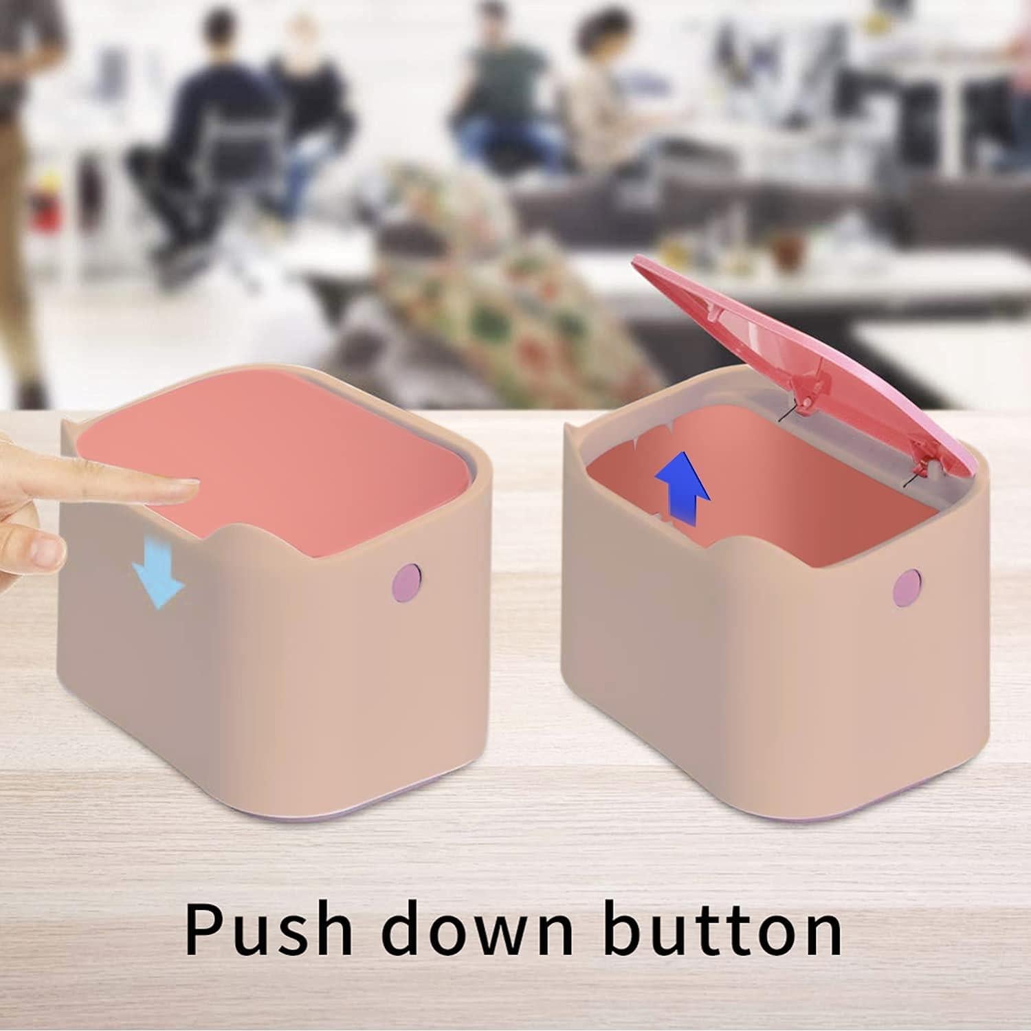 Desk Bin Trash Can with Lid, Mini Portable Table Waste Bin Desktop Dus ...