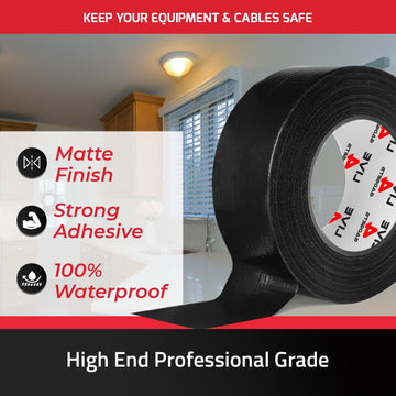 Duct Gaffer Tape Heavy Duty Waterproof Cloth Gaffa Duck Black 50m x 144 - Live4gadgets