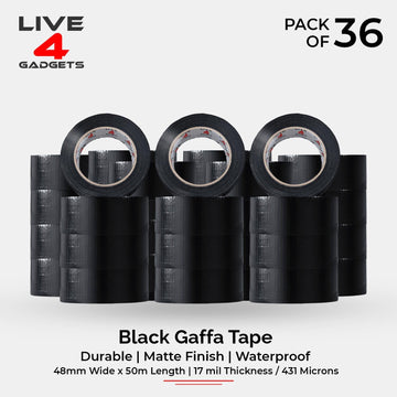 Duct Gaffer Tape Heavy Duty Waterproof Cloth Gaffa Duck Black Silver 50m - Live4gadgets