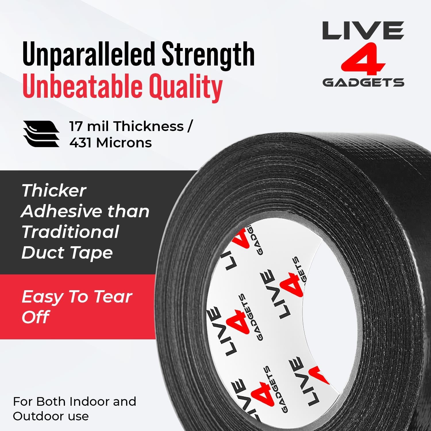 DUCK DUCT GAFFA GAFFER WATERPROOF CLOTH TAPE SILVER / BLACK - View #5