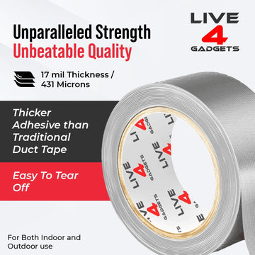 Duct Gaffer Tape Heavy Duty Waterproof Cloth Gaffa Duck Black Silver 50m x 4 - Live4gadgets