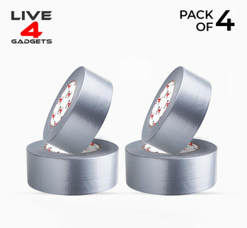 Duct Gaffer Tape Heavy Duty Waterproof Cloth Gaffa Duck Black Silver 50m x 4 - Live4gadgets