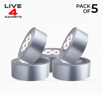 Duct Gaffer Tape Heavy Duty Waterproof Cloth Gaffa Duck Black Silver 50m x 5 - Live4gadgets