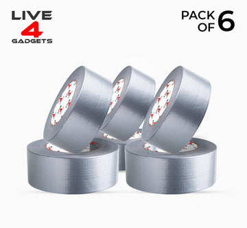 Duct Gaffer Tape Heavy Duty Waterproof Cloth Gaffa Duck Black Silver 50m x 6 - Live4gadgets
