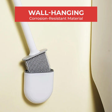 Silicone Toilet Brush with Toilet Brush Holder Soft Bathroom Cleaning - Live4gadgets