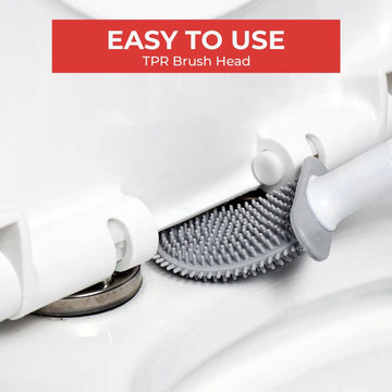 Silicone Toilet Brush with Toilet Brush Holder Soft Bathroom Cleaning - Live4gadgets