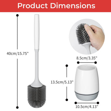 2x Toilet Brush Holder W/Soft Silicone Bristle Bathroom WC Set Cleaning Brush Base - Live4gadgets