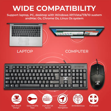 Ultra Fast CMK858 Smooth Typing Wired Keyboard Mouse Combo - Live4gadgets