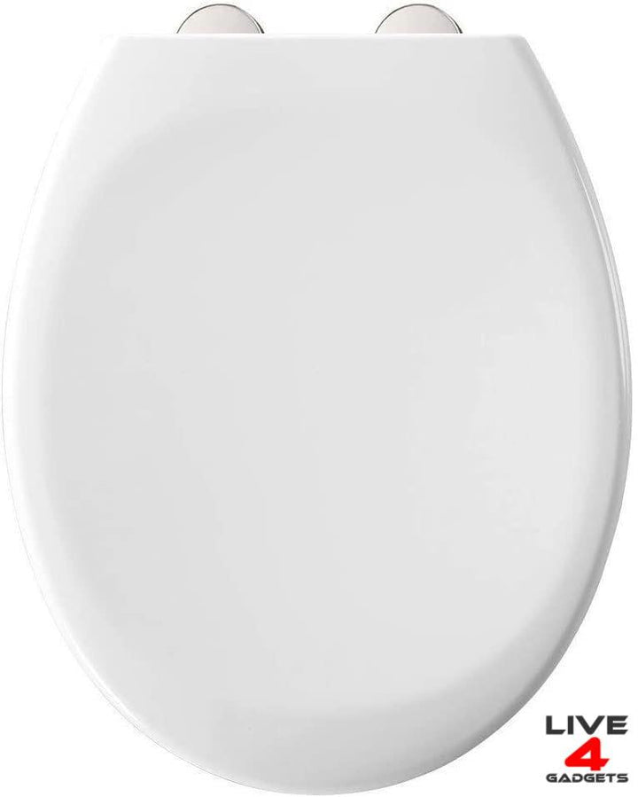White Hinges Soft Close Toilet Seat – Adjustable, Durable & Easy to Clean - Live4gadgets