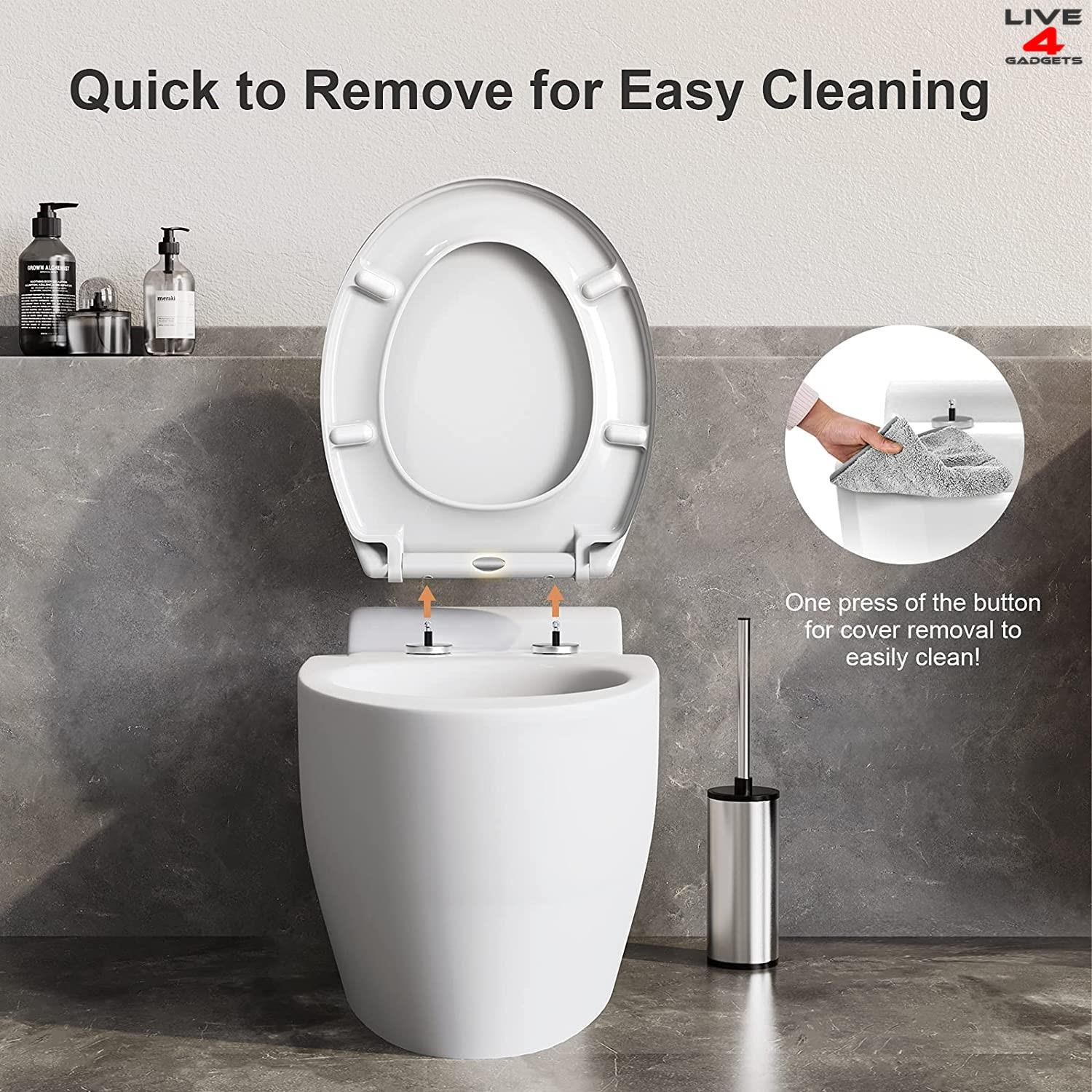 Soft-Close Oval Toilet Seat – Light Grey, Polypropylene, Quick-Release Hinges For Standard Bowls